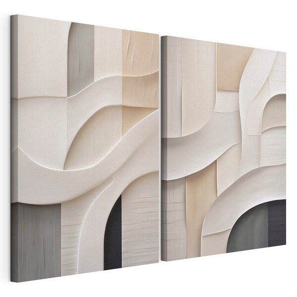 Lámina modular sobre lienzo Lámina modular sobre lienzo Curvas suaves en tonos tierra (SKU: m30822)