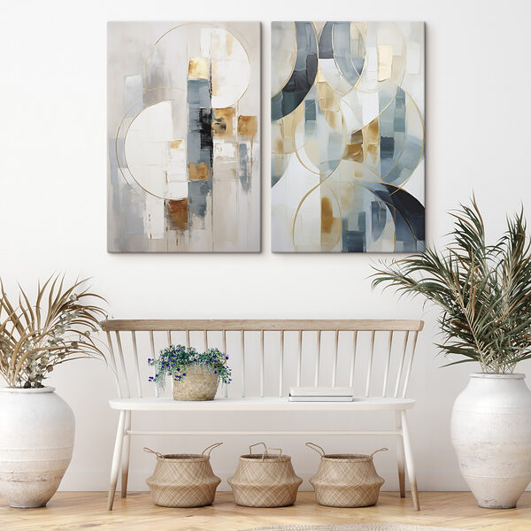 Two paintings of different colors