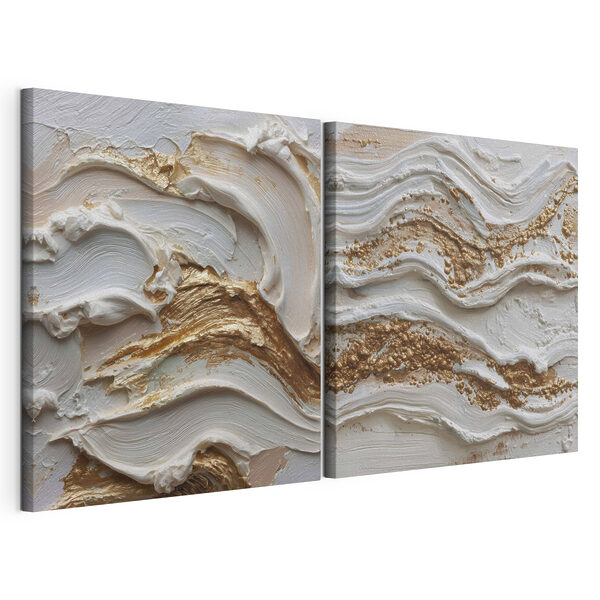 Lámina modular sobre lienzo Ondas con textura en tonos crema y de color