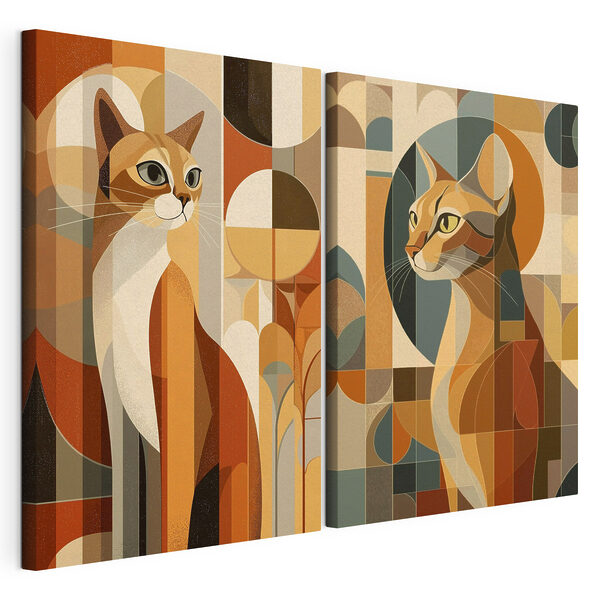 Lámina modular sobre lienzo Lámina modular sobre lienzo Dos gatos de colores diferentes (SKU: m00841)