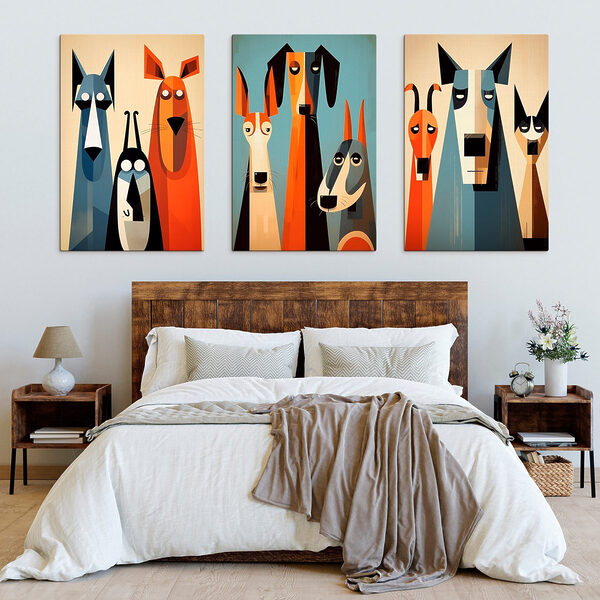 Group of dogs paintings