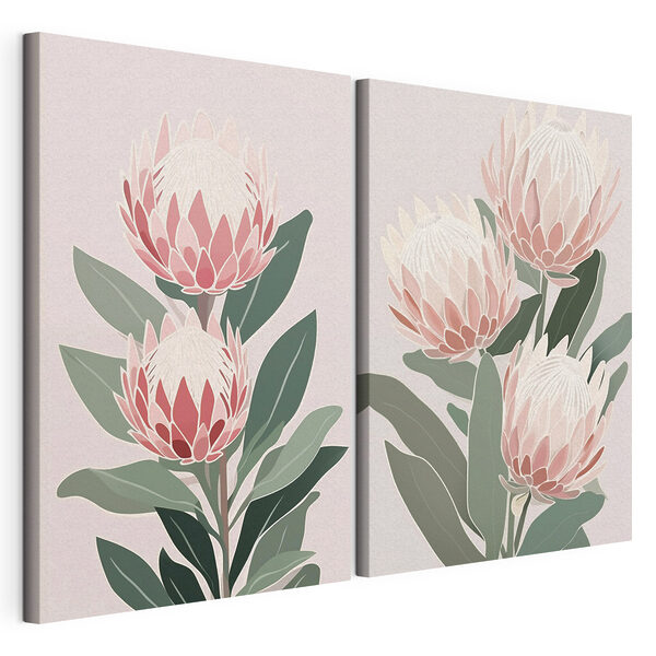 Lámina modular sobre lienzo Lámina modular sobre lienzo Delicadas flores en suaves tonos pastel (SKU: m00846)