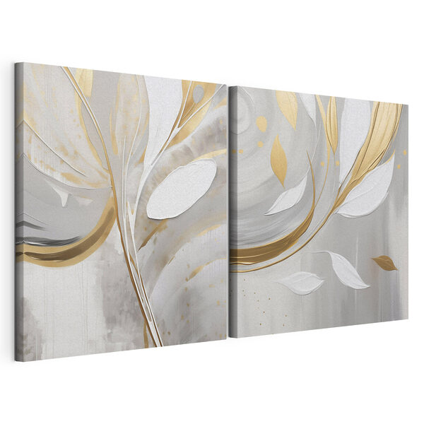 Lámina modular sobre lienzo Lámina modular sobre lienzo Elegante obra de arte abstracta de inspiración floral (SKU: m00852)
