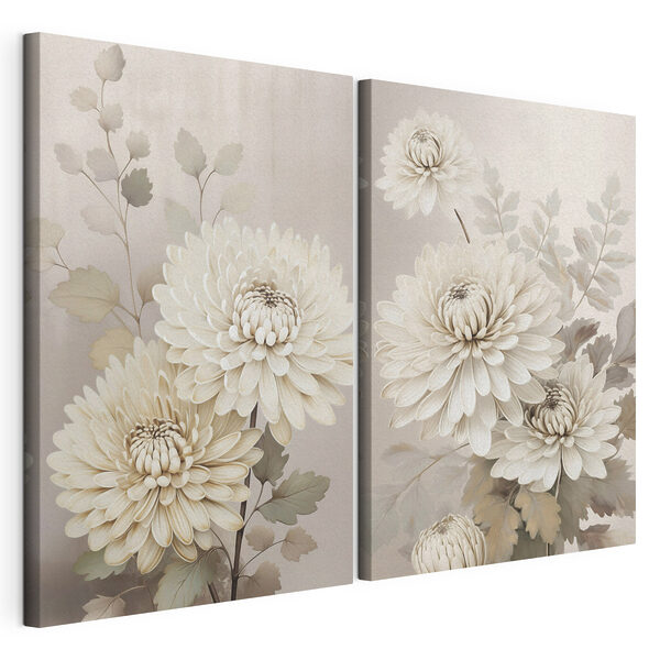 Lámina modular sobre lienzo Lámina modular sobre lienzo Delicadas flores en tonos suaves (SKU: m00856)