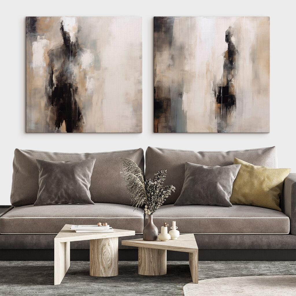 Painting of a white and brown wall