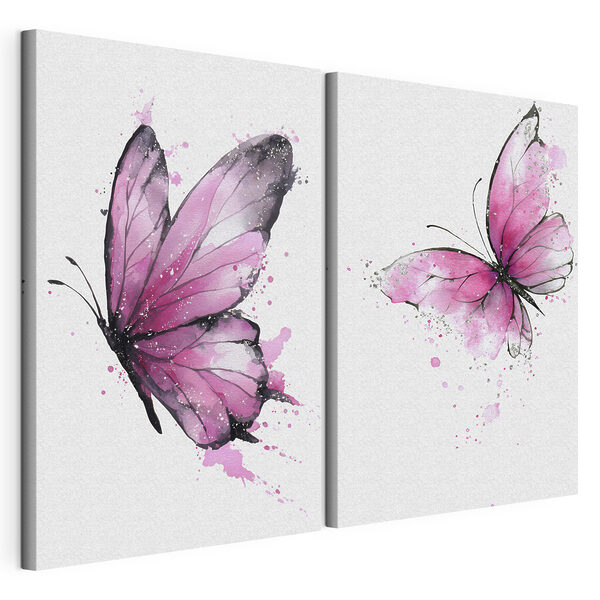 Lámina modular sobre lienzo Lámina modular sobre lienzo Dos mariposas con alas rosas (SKU: m00863)