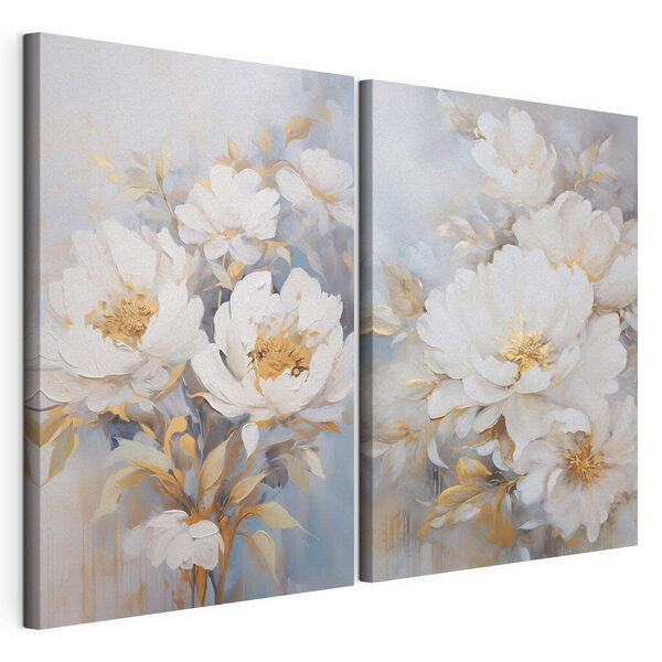 Lámina modular sobre lienzo Cuadro de flores blancas