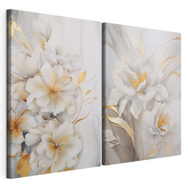 Lámina modular sobre lienzo Flores en tonos suaves y delicados