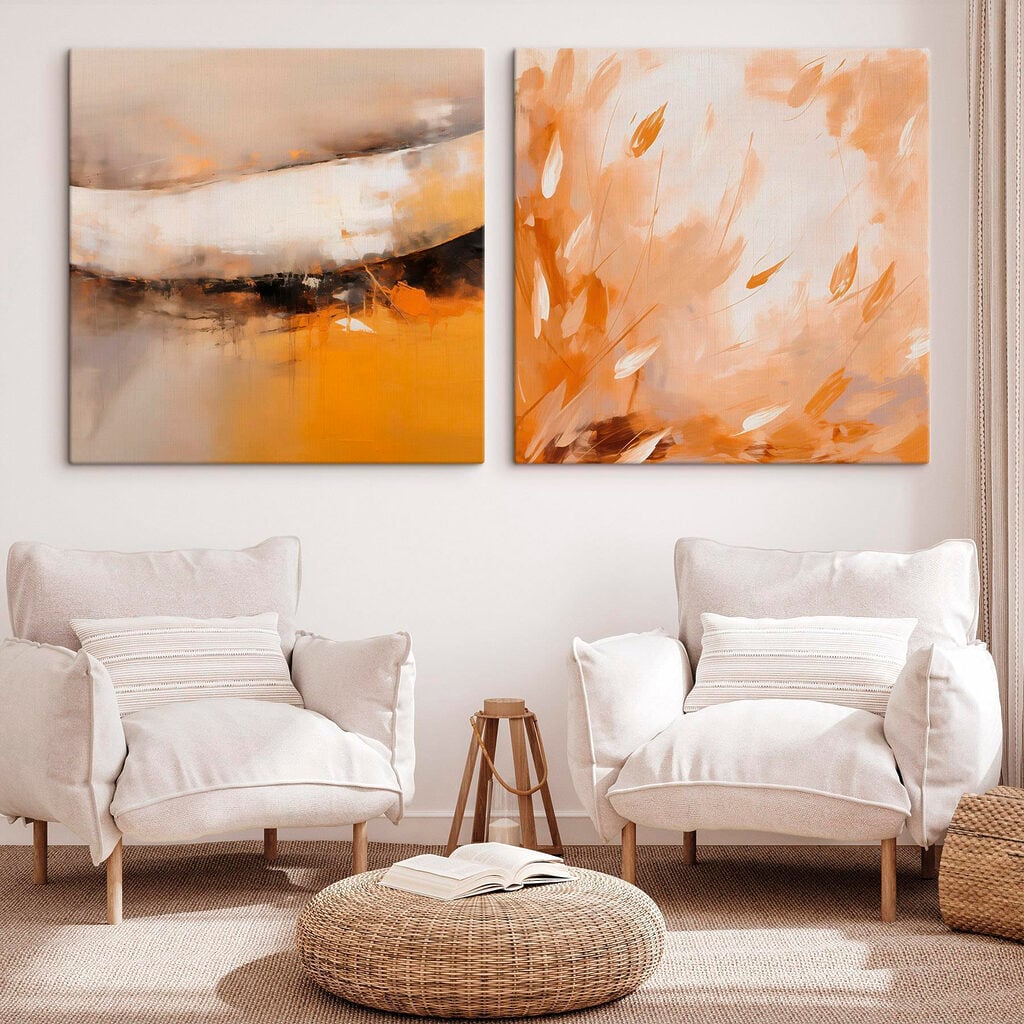 Two paintings of plants and flowers