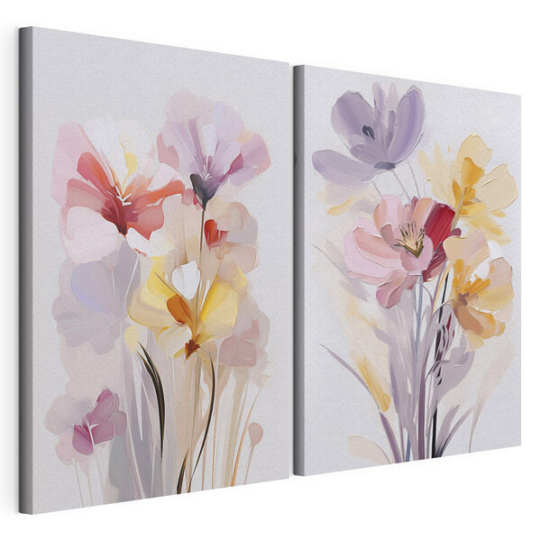 Lámina modular sobre lienzo Cuadro de flores sobre fondo blanco