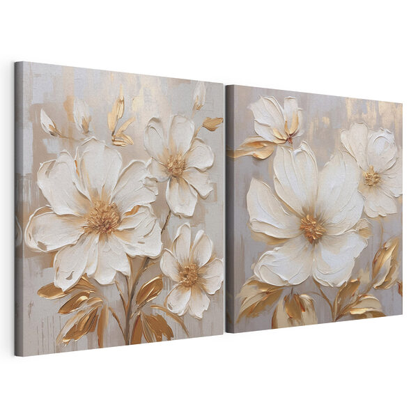 Lámina modular sobre lienzo Lámina modular sobre lienzo Flores en flor en tonos suaves (SKU: m00927)