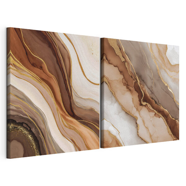 Lámina modular sobre lienzo Capas fluidas en tonos tierra