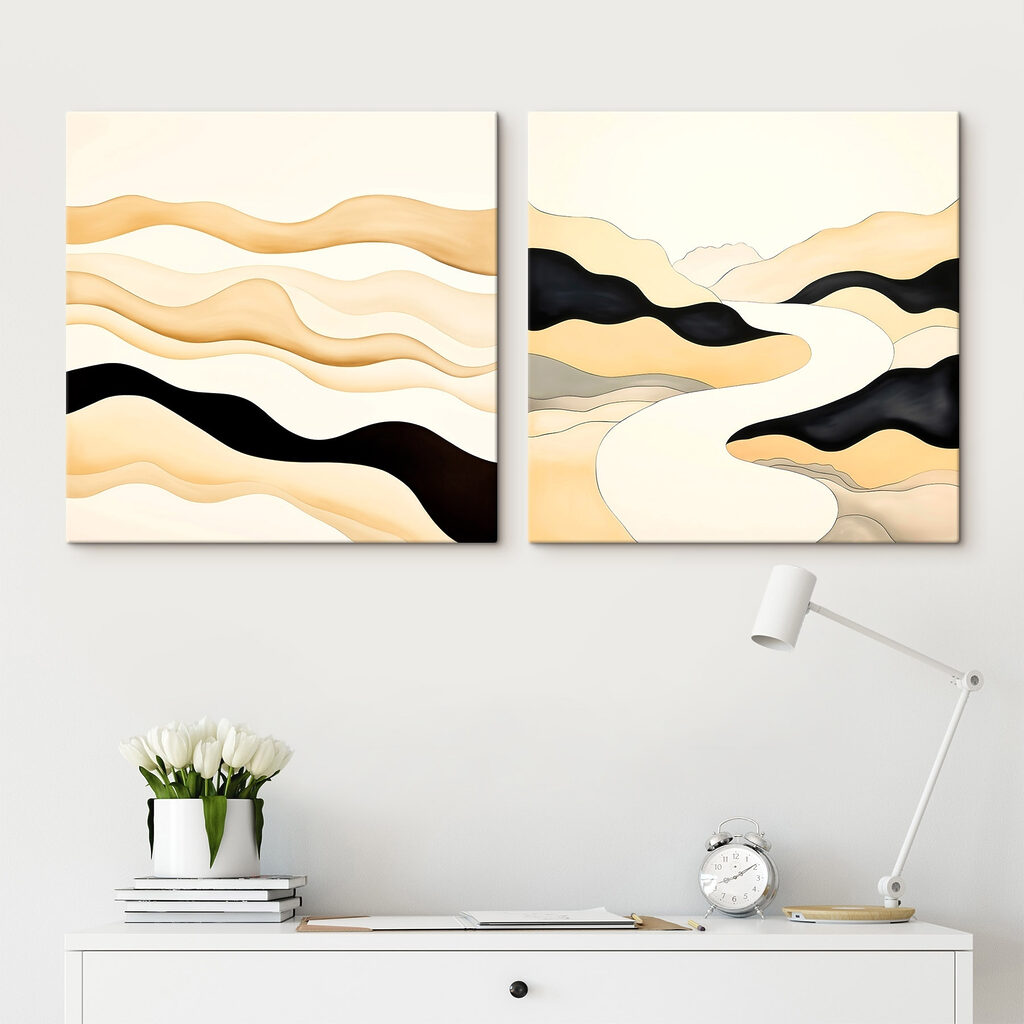 Painting of a man in a desert