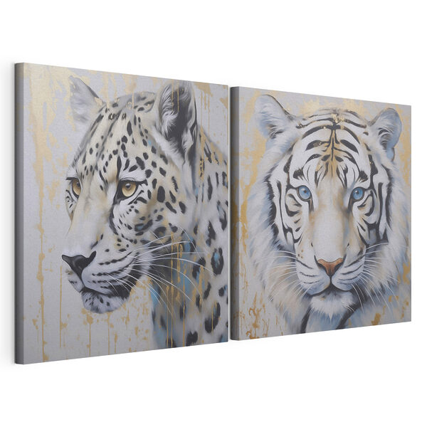 Lámina modular sobre lienzo Lámina modular sobre lienzo Dos cuadros de tigres y leopardos (SKU: m00995)