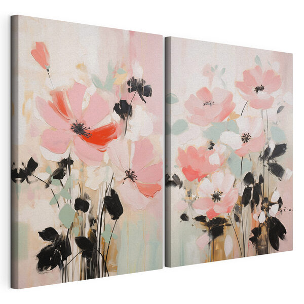Lámina modular sobre lienzo Cuadro de flores sobre fondo blanco