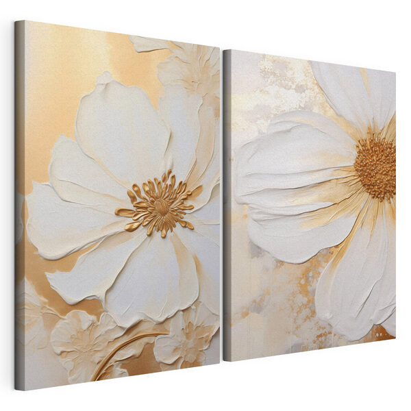 Lámina modular sobre lienzo - Elegante diseño floral para decorar paredes
