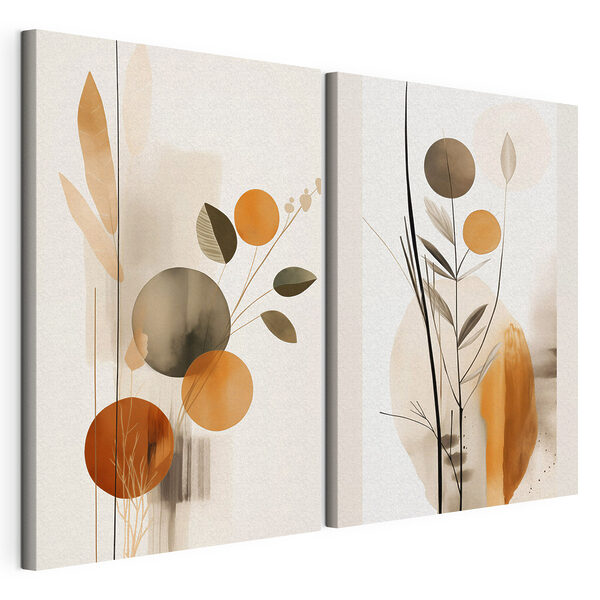 Lámina modular sobre lienzo Lámina modular sobre lienzo Formas florales abstractas en tonos cálidos (SKU: m01009)