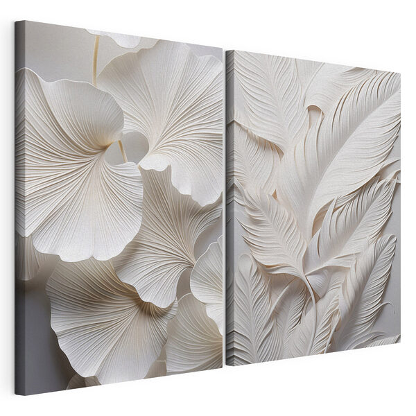 Lámina modular sobre lienzo Lámina modular sobre lienzo Delicados diseños de hojas de papel, expuestos de forma preciosa (SKU: m01013)