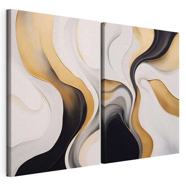 Lámina modular sobre lienzo Líneas fluidas en tonos suaves