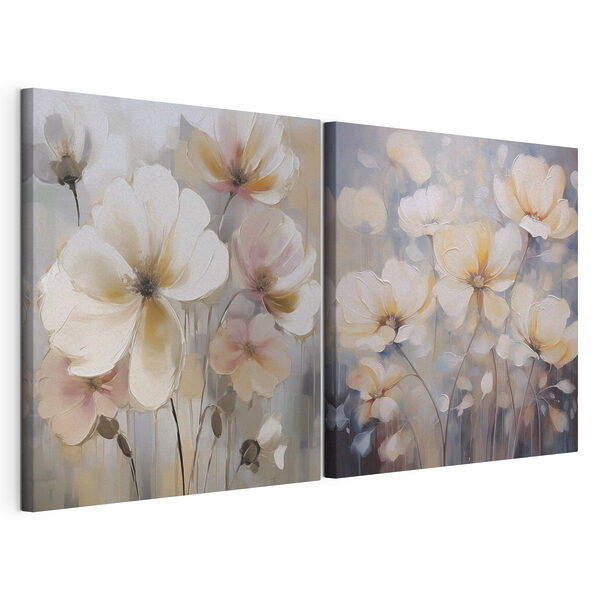 Lámina modular sobre lienzo Lámina modular sobre lienzo Delicadas flores en tonos suaves (SKU: m01048)
