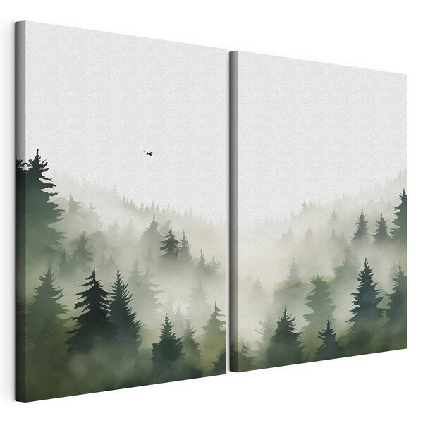 Lámina modular sobre lienzo Lámina modular sobre lienzo Pájaro volando sobre un bosque (SKU: m01061)