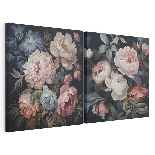 Lámina modular sobre lienzo Lámina modular sobre lienzo Elegancia floral en tonos suaves (SKU: m01079)