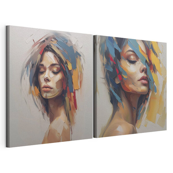 Lámina modular sobre lienzo Lámina modular sobre lienzo Mujer con pintura en la cara (SKU: m01081)