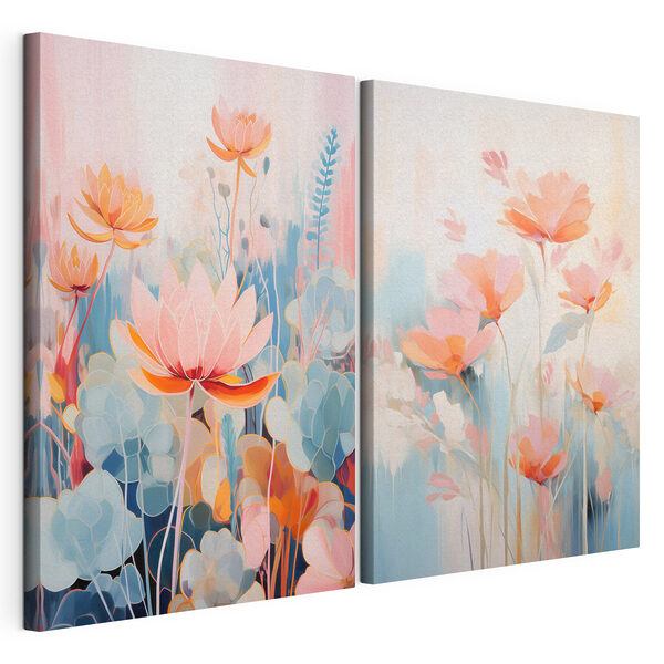 Lámina modular sobre lienzo Pintura de flores y plantas