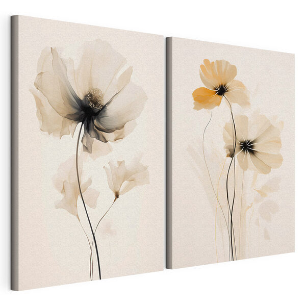 Lámina modular sobre lienzo Lámina modular sobre lienzo Delicadas flores en tonos suaves (SKU: m01091)