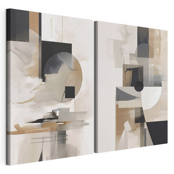 Lámina modular sobre lienzo Cuadro en el que aparecen un par de cuadrados y círculos