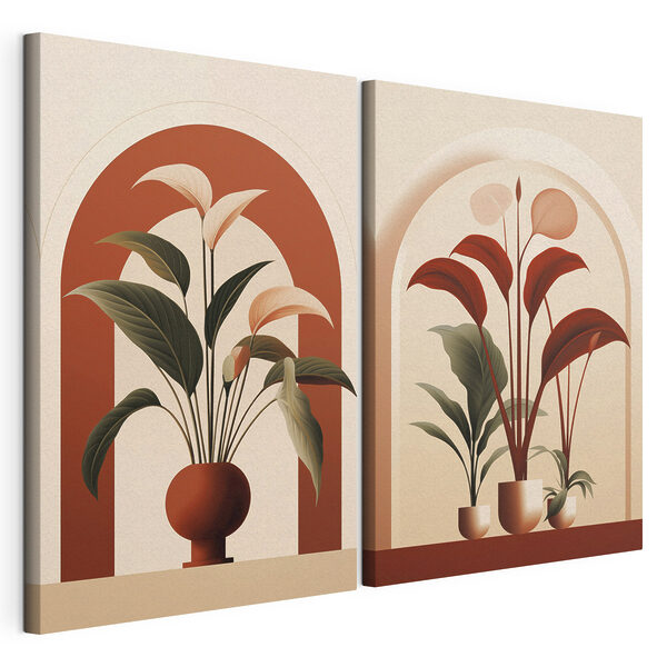 Lámina modular sobre lienzo Lámina modular sobre lienzo Dos imágenes de plantas en macetas (SKU: m01124)