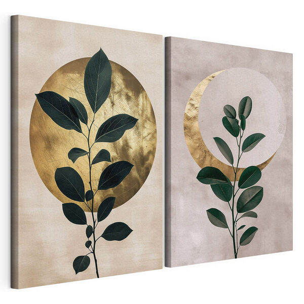 Lámina modular sobre lienzo Dos fotos de una planta