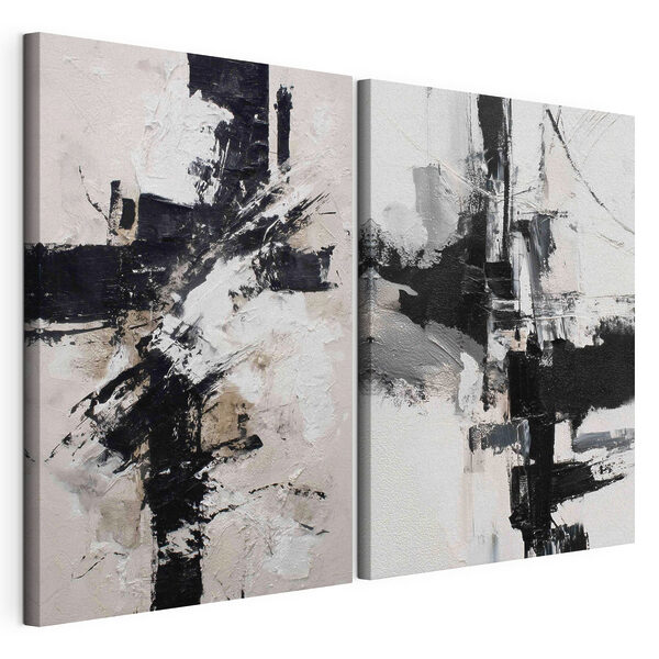 Lámina modular sobre lienzo Lámina modular sobre lienzo Juego abstracto entre el blanco y el negro (SKU: m01151)