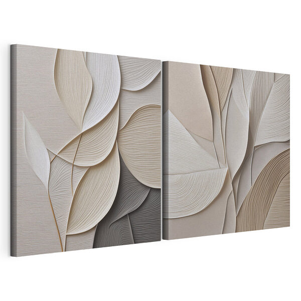 Lámina modular sobre lienzo Lámina modular sobre lienzo Curvas suaves en tonos neutros (SKU: m01156)