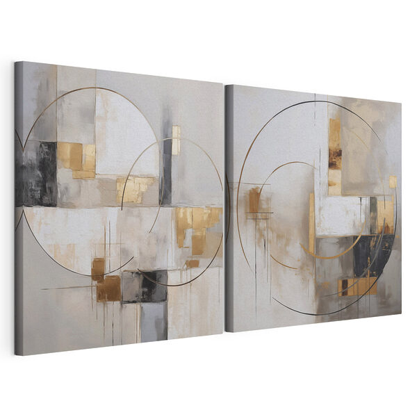 Lámina modular sobre lienzo Formas abstractas en una paleta de colores suaves