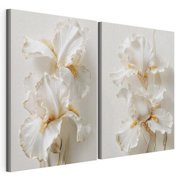 Lámina modular sobre lienzo Collage de flores blancas
