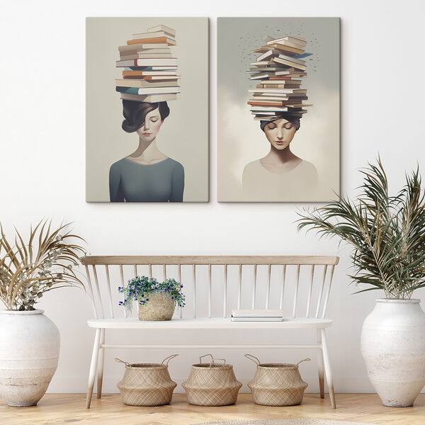 Woman with books on her head