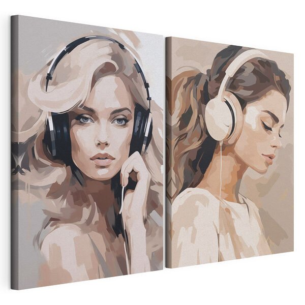 Lámina modular sobre lienzo Lámina modular sobre lienzo Mujer con auriculares (SKU: m01192)