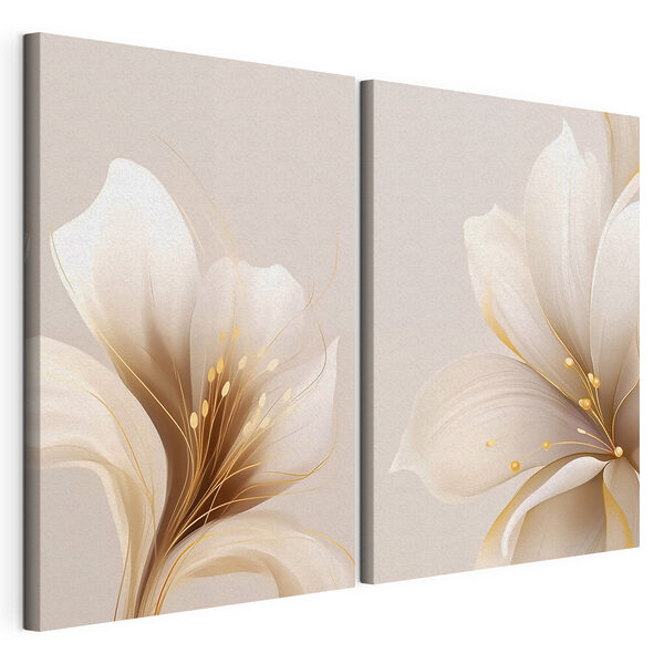 Lámina modular sobre lienzo Lámina modular sobre lienzo Elegantes motivos florales en tonos suaves (SKU: m01205)