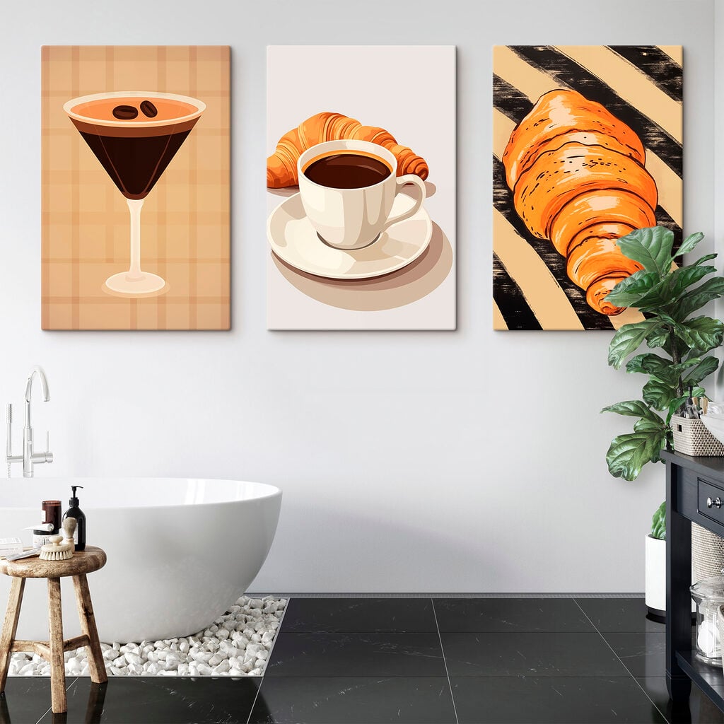 Cup of coffee and croissants