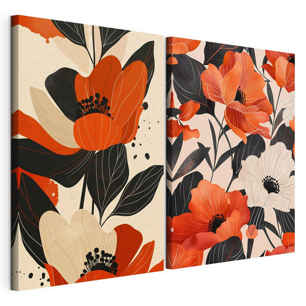 Lámina modular sobre lienzo Lámina modular sobre lienzo Flores de colores vivos en tonos contrastantes (SKU: m01228)