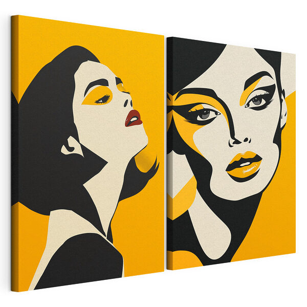 Lámina modular sobre lienzo Lámina modular sobre lienzo Mujer con maquillaje amarillo (SKU: m01229)