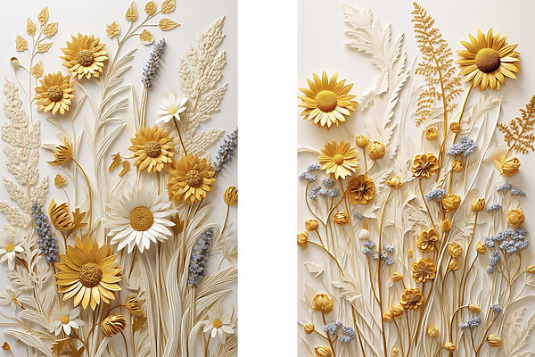 Collage of flowers and leaves