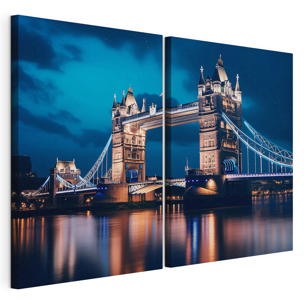 Bridge with towers and towers at night