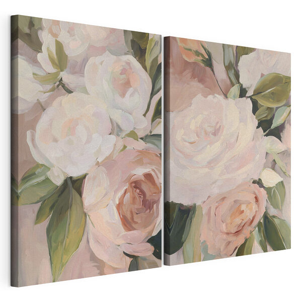 Lámina modular sobre lienzo Delicadas flores en suaves tonos pastel