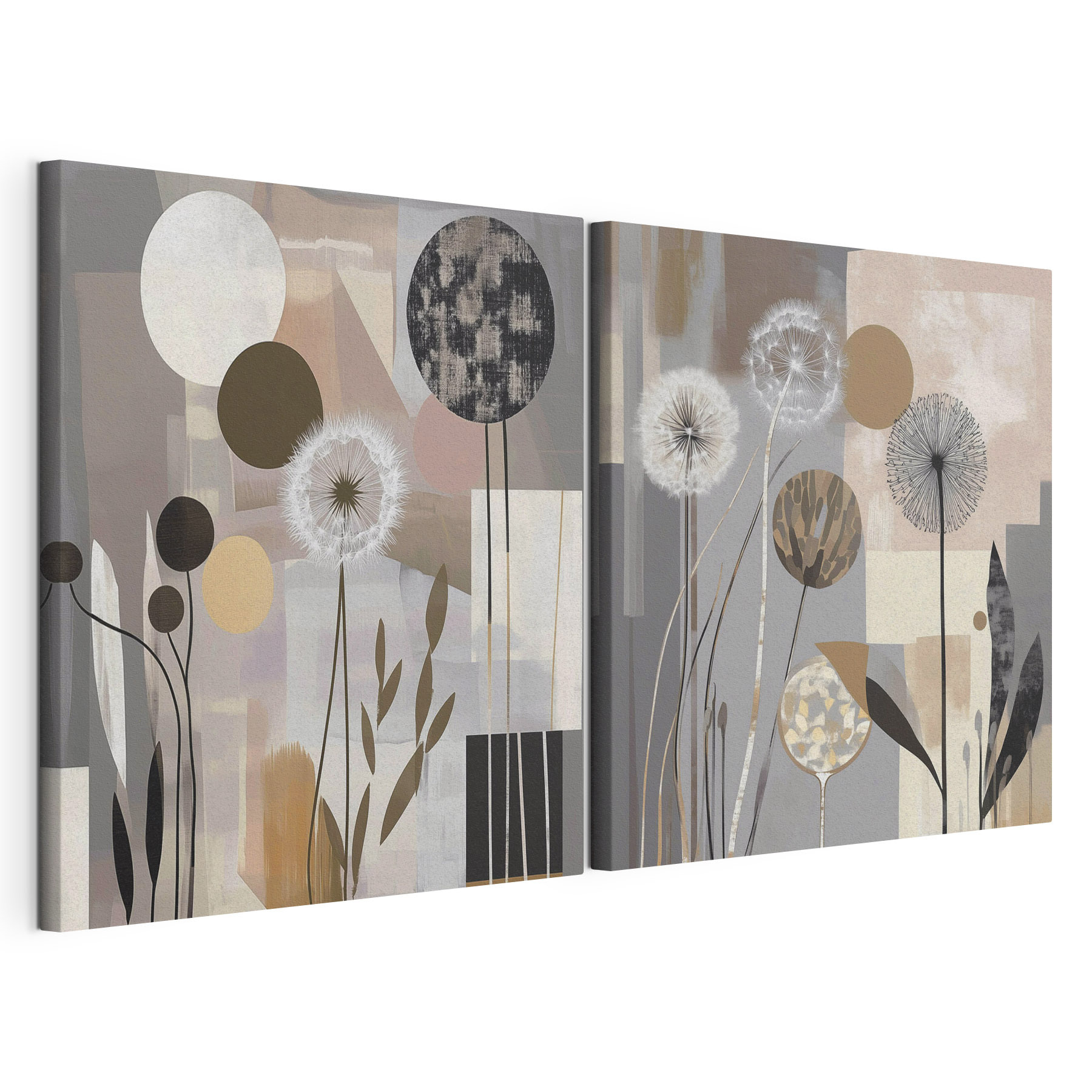 Two paintings of dandelions