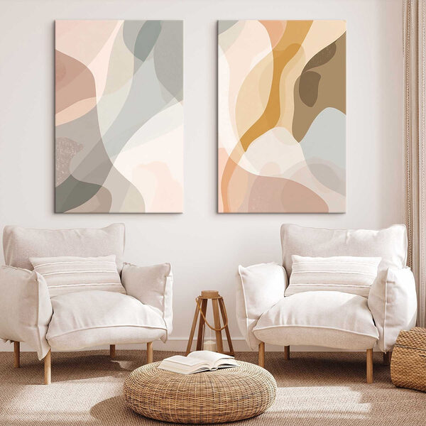 Fluid shapes in soft color palette