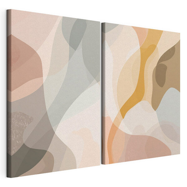 Lámina modular sobre lienzo Lámina modular sobre lienzo Formas fluidas en una paleta de colores suaves (SKU: m01287)