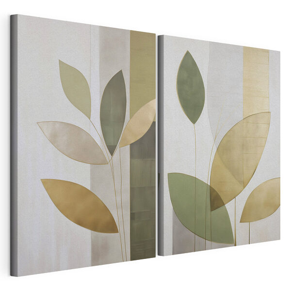 Collage of a painting of leaves