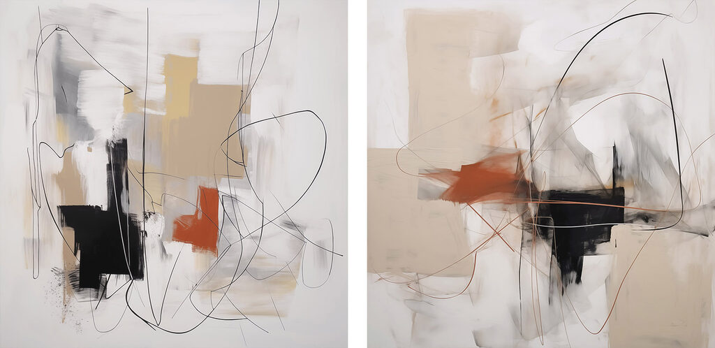 Two paintings of different colors